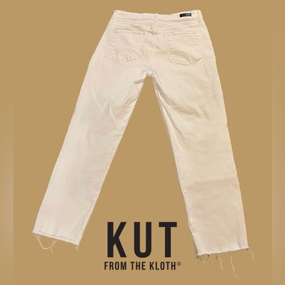KUT From The Kloth Mom Jeans 8 Rachel High Rise Fab Ab  Raw Hem White - Picture 9 of 14